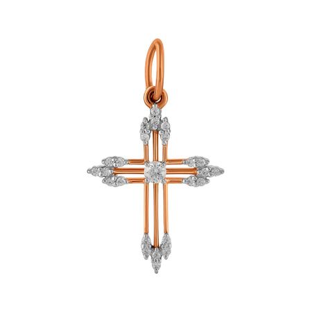 Золотая подвеска Крест с фианитами