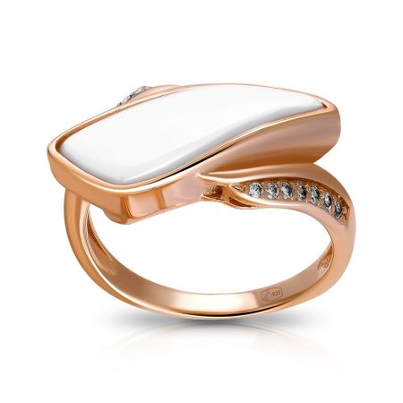 Серебряное кольцо с керамикой и фианитами из коллекции КЛЕВЕР позолоченные монеты для коллекции