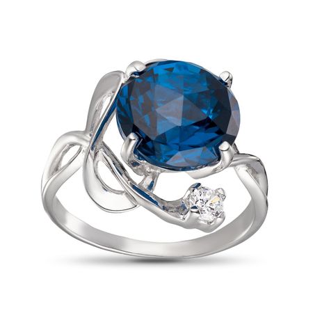 Кольцо из серебра с топазом  и фианитом