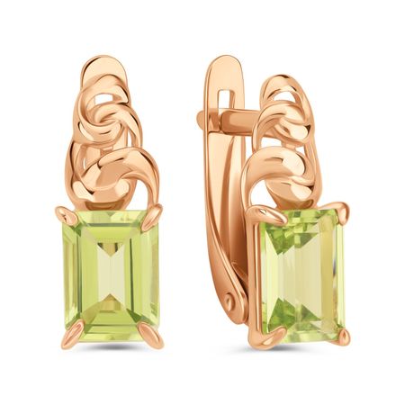 Золотые серьги с хризолитами