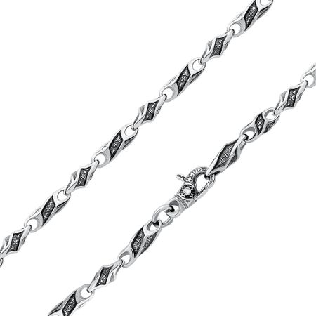 Серебряный браслет Православные орнаменты с чернением