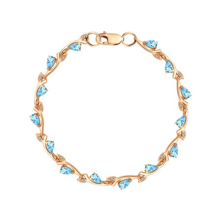 Серебряный браслет с топазами Swiss и фианитами с позолотой