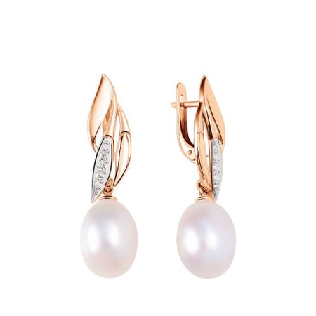 Серьги из золота с жемчугом и фианитами