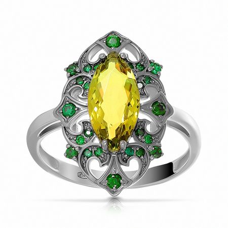 Кольцо из серебра с ювелирным кристаллом и фианитами