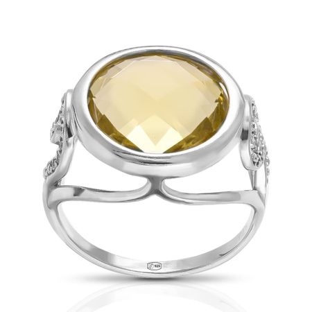 Кольцо из серебра с ювелирным кристаллом и фианитами