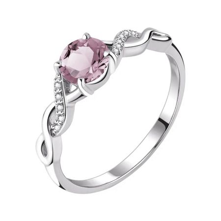 Серебряное кольцо с родолитом и фианитами с родированием