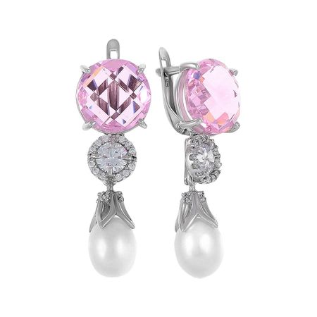 Серьги из серебра с самоцветами и фианитами