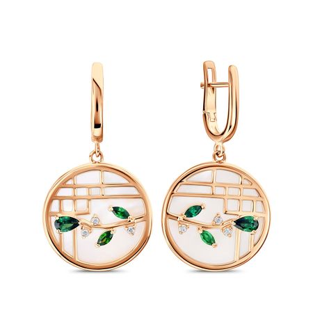 Серебряные серьги с перламутром и фианитами