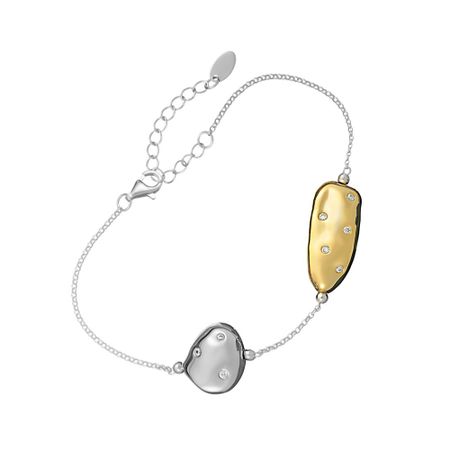 Серебряный браслет с фианитами и позолотой