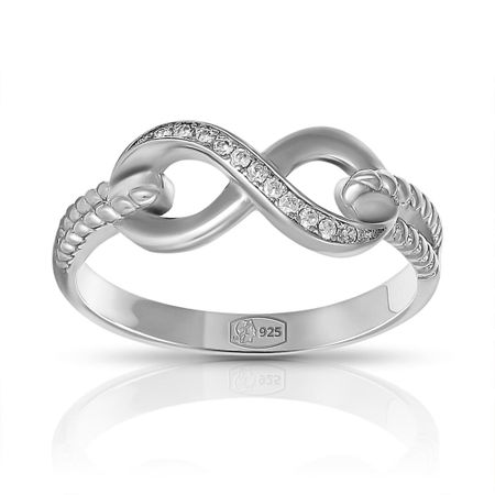 Кольцо Бесконечность из серебра с фианитами