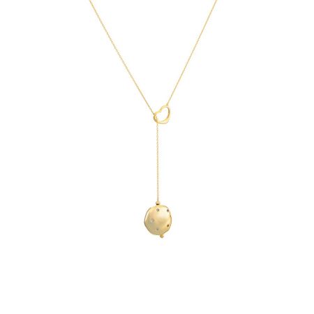 Серебряное колье Сердце с фианитами и позолотой