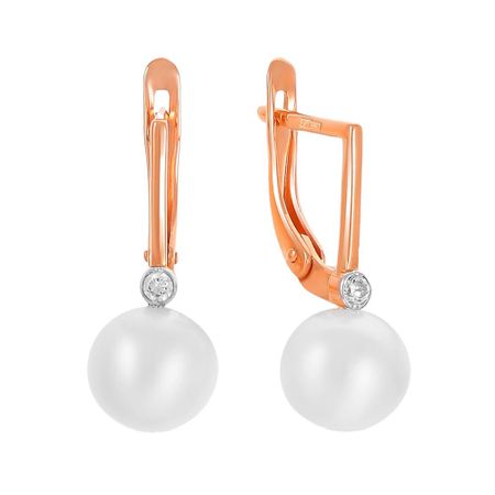 Серьги из золота с жемчугом и фианитами