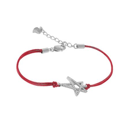 Браслет «красная нить» с серебряной вставкой и фианитами