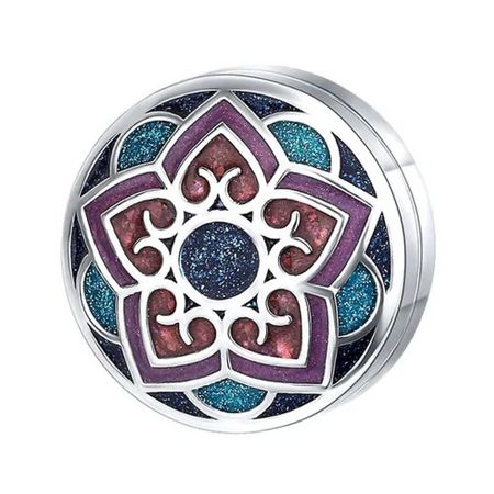 Серебряный зажим с эмалью и родированием