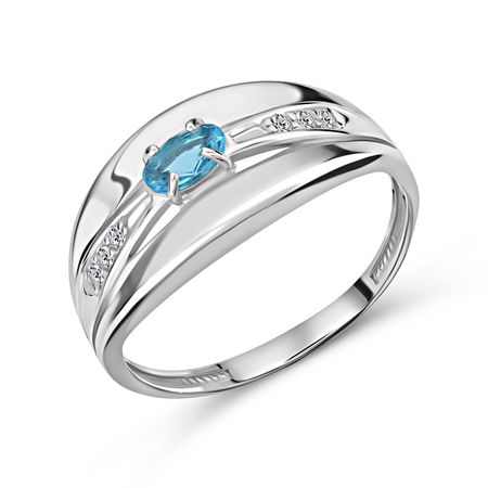 Кольцо из серебра с топазом и фианитами
