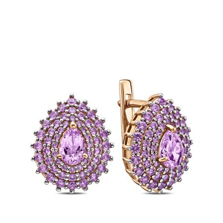 Золотые серьги с аметистами