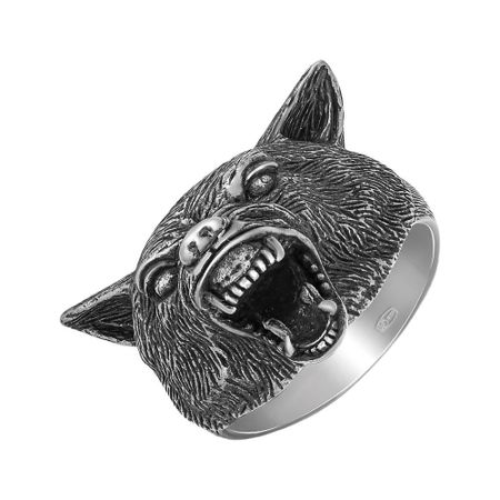 Серебряная печатка Волк