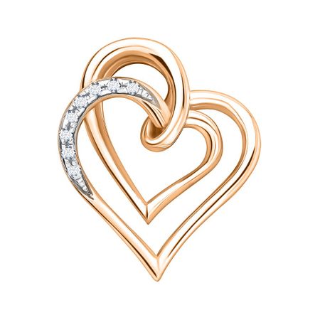 Золотая подвеска Сердце с бриллиантами подвеска maxijoy сердце с оленями 11 5см красная дерево