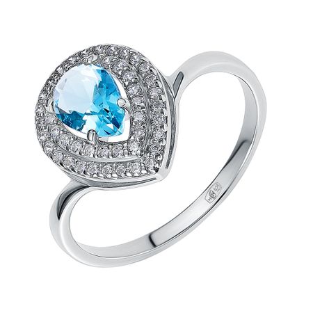 Кольцо из серебра с топазом и фианитами