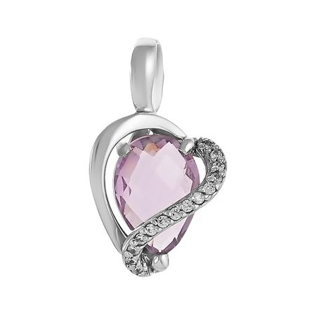 Золотая подвеска с аметистом и фианитами