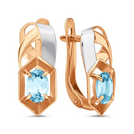Золотые серьги с топазами Swiss