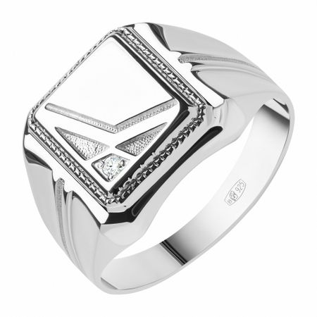 Кольцо-печатка из серебра с фианитом moonswoon кольцо печатка silver forget me not ring –