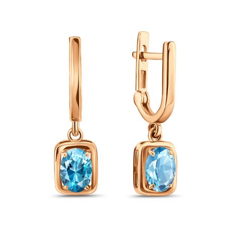 Золотые серьги с топазом и родированием