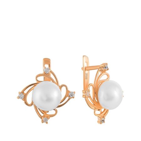 Серьги из золота с жемчугом и фианитами
