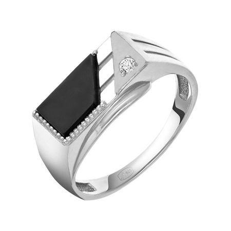 Кольцо-печатка из серебра с ониксом и фианитом moonswoon кольцо печатка silver forget me not ring –