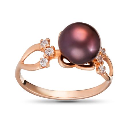 Кольцо из золота с жемчугом и фианитами