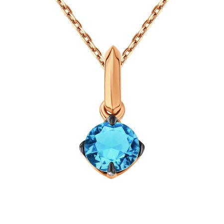 Золотая подвеска с London топазом и родированием