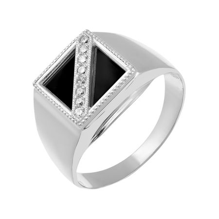 Кольцо-печатка из серебра с фианитами moonswoon кольцо печатка silver forget me not ring –