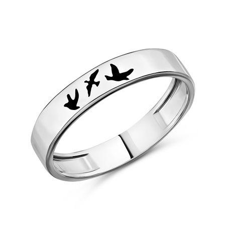 Серебряное кольцо Птицы с эмалью и родированием обведи и раскрась птицы