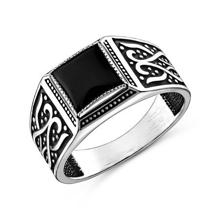 Серебряная печатка с ониксом и чернением