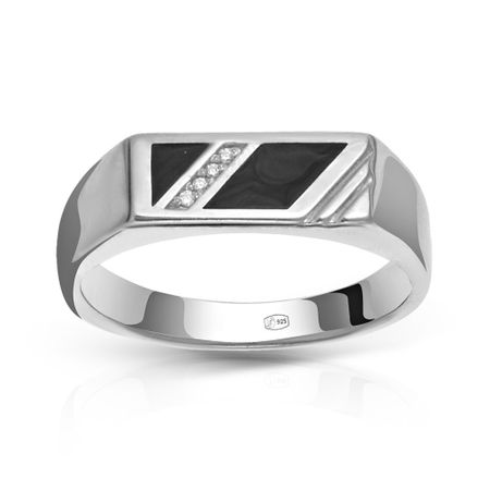 Кольцо-печатка из серебра с эмалью и фианитами moonswoon кольцо печатка silver forget me not ring –