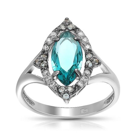 Кольцо из серебра с ювелирным кристаллом и фианитами