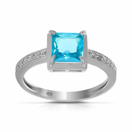 Кольцо из серебра с топазом и фианитами