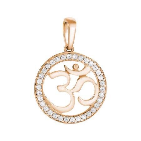 Золотая буддийская подвеска с фианитами