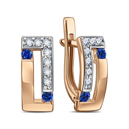 Золотые серьги с сапфирами и бриллиантами