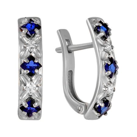 Золотые серьги с сапфирами и бриллиантами