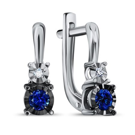 Золотые серьги с сапфирами и бриллиантами