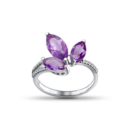 Кольцо SOKOLOV из серебра с аметистами и фианитами