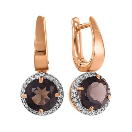 Серьги из золота с раухтопазами и фианитами