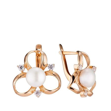 Серьги из золота с жемчугом и фианитами