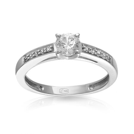 Кольцо из серебра с фианитом SWAROVSKI и фианитами