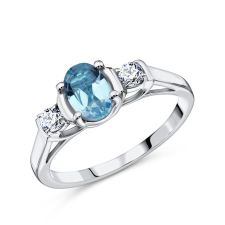 Кольцо из серебра с топазом и фианитами