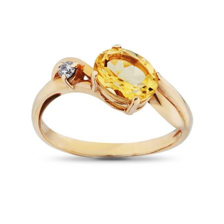 Кольцо из золота с цитрином и фианитом