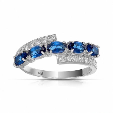 Серебряное кольцо с ювелирным стеклом и фианитами серебряное кольцо с корундом и ювелирном стеклом с фианитами