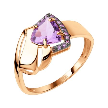 Золотое кольцо с аметистом и фианитами с черным родированием наклеек suatelier с черным котом 10 шт