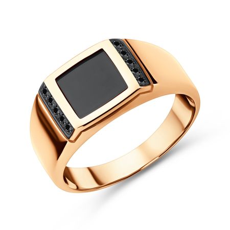 Золотая печатка со шпинелью нано и фианитами